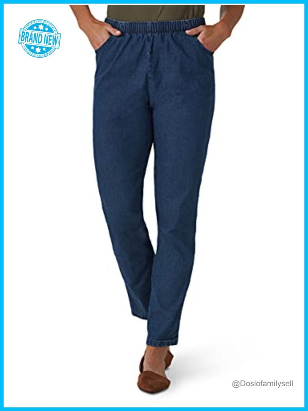 Women's Stretch Elastic Waist Pull-On Legging Pant Pleated Front